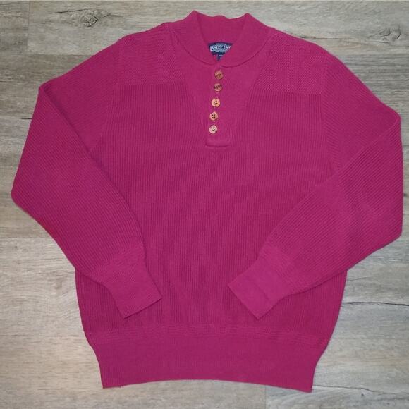 L.L. Bean Men's Medium Vintage Red Cable Knit Sweater Made In USA 100% Cotton - Picture 1 of 6